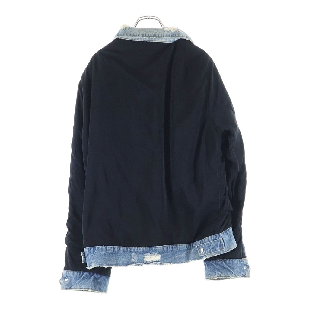 MINTCREW(ミントクルー) MA-1 デニムジャケットドッキング ナイロン ボンバージャケット インディゴ/ブラック