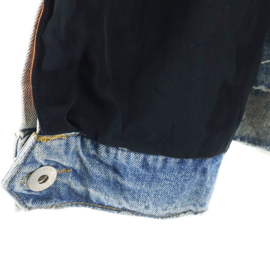 MINTCREW(ミントクルー) MA-1 デニムジャケットドッキング ナイロン ボンバージャケット インディゴ/ブラック