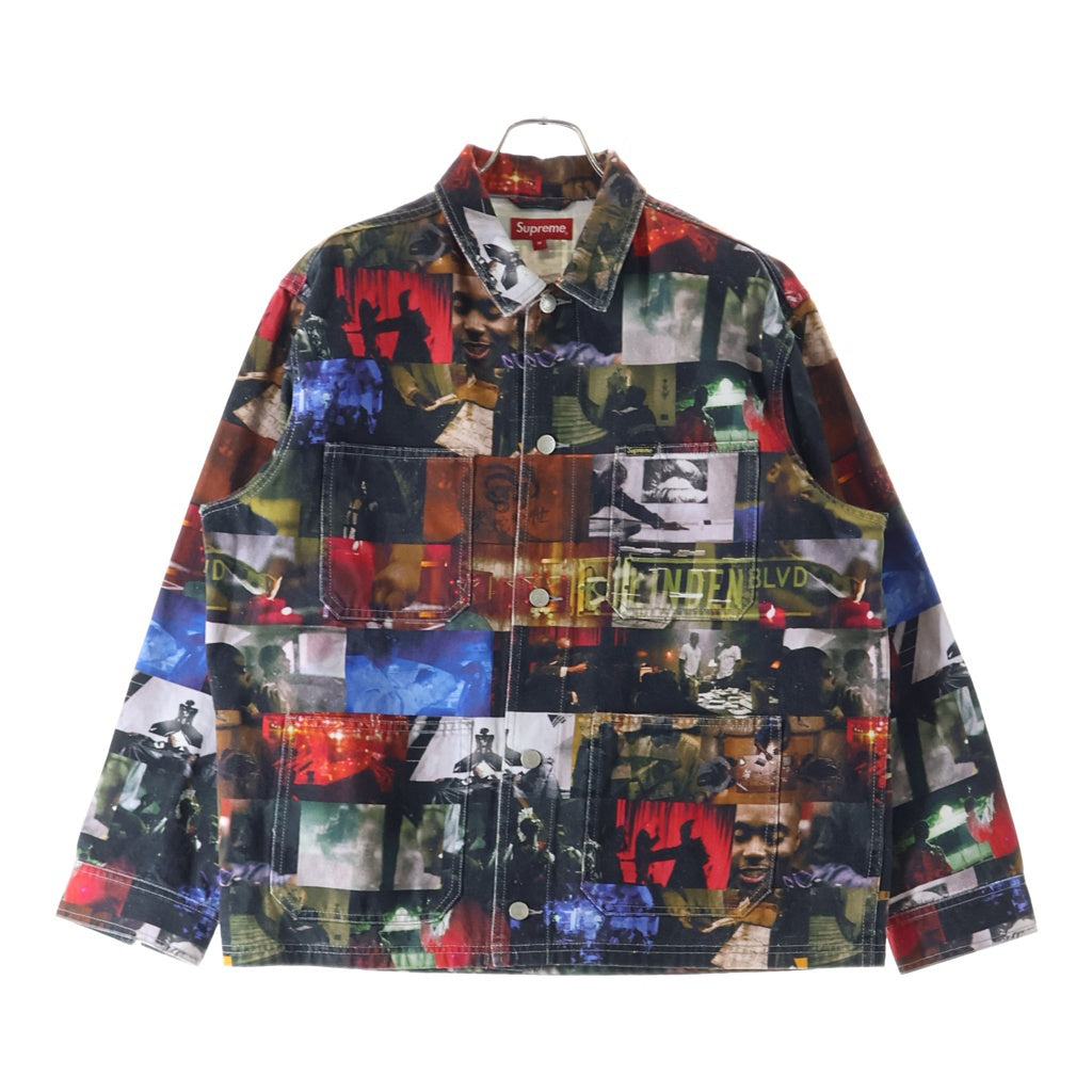 SUPREME(シュプリーム) 21AW Nas and DMX Collage Denim Chore Coat ナズアンドDMX 総柄 カレッジデニムチョアコート ジャケット マルチカラー