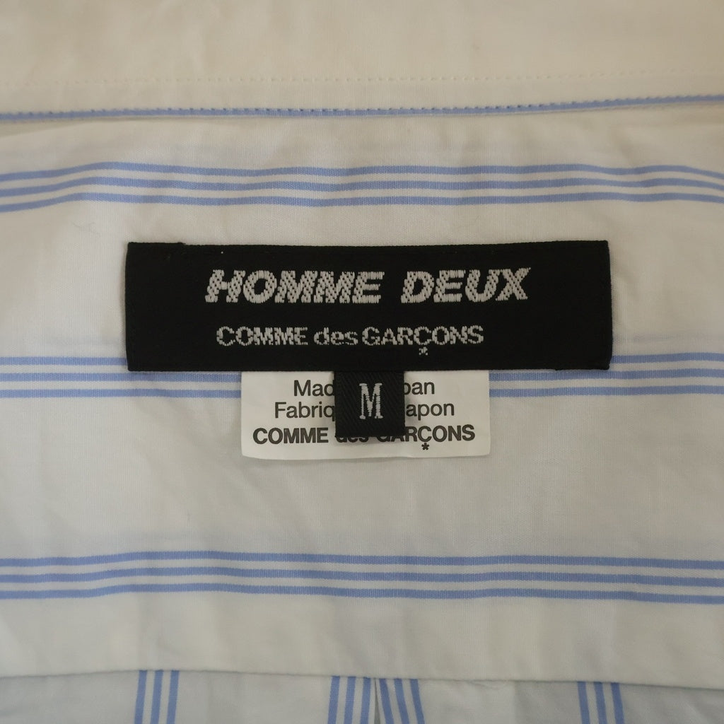 COMME des GARCONS HOMME DEUX(コムデギャルソン オムドゥ) 23AW AD2023 フロント切替 長袖コットンストライプシャツ ホワイト/ブルー DL-B045