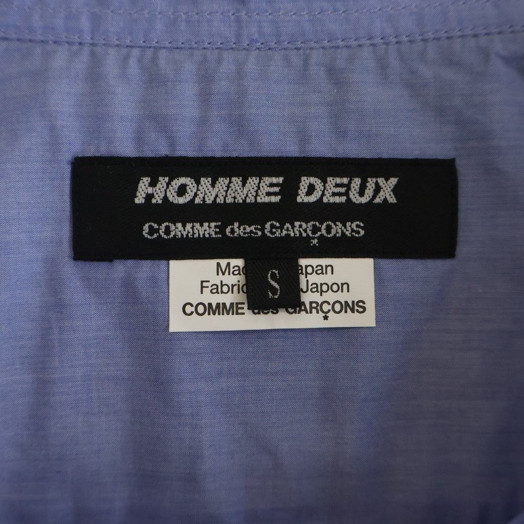 COMME des GARCONS HOMME DEUX(コムデギャルソン オムドゥ) 21AW AD2021 異素材パターン切替 長袖コットンシャツ ブルー/グレー DH-B047