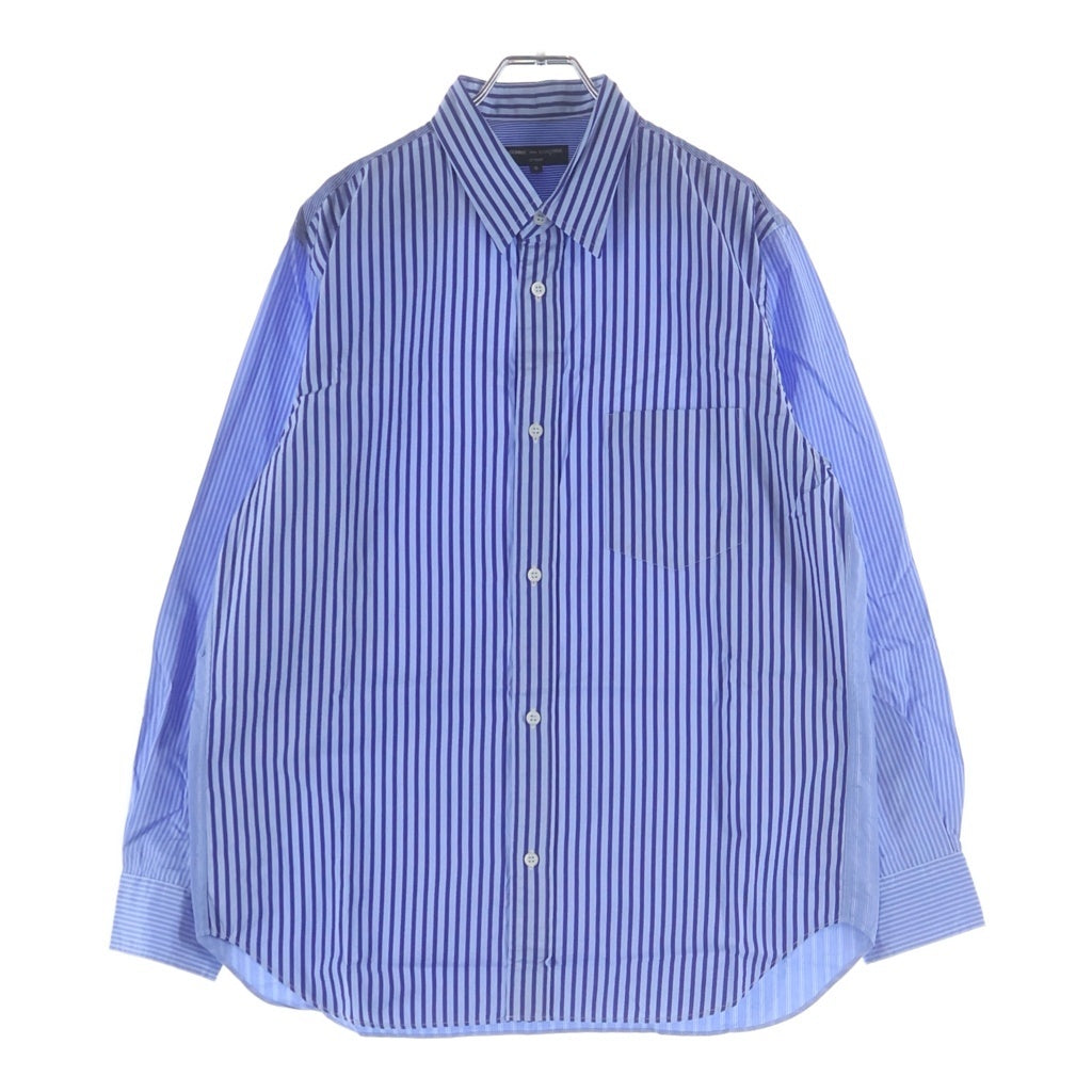COMME des GARCONS HOMME(コムデギャルソンオム) 21SS AD2020 袖切替 長袖コットンストライプシャツ ブルー HG-B013