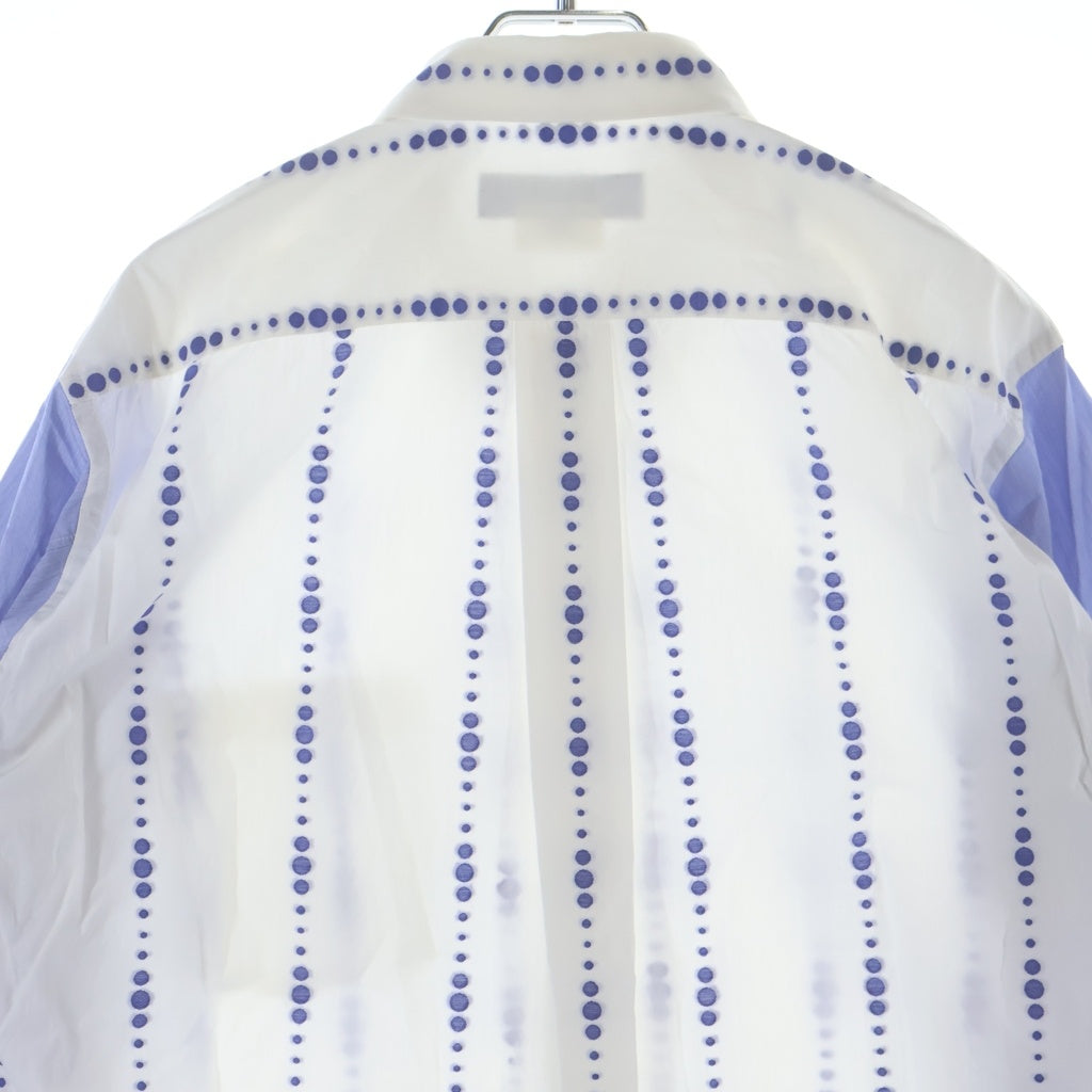COMME des GARCONS HOMME DEUX(コムデギャルソン オムドゥ) 23SS AD2022 袖切替 ドットデザイン 長袖コットンシャツ ホワイト/ブルー DK-B038