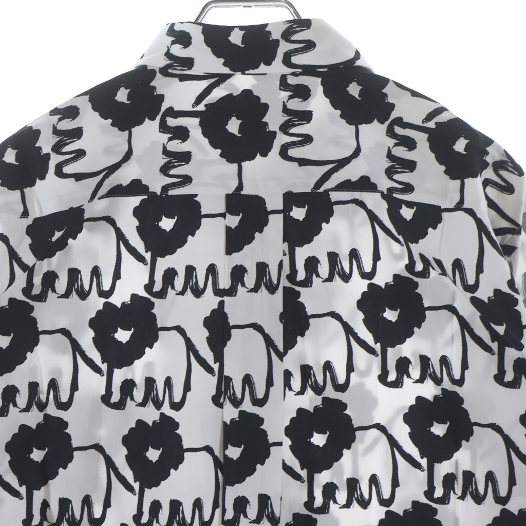 COMME des GARCONS HOMME DEUX(コムデギャルソン オムドゥ) 21SS AD2020 袖インサイドアウト ライオン総柄 長袖コットンシャツ ホワイト/ブラック DG-B034