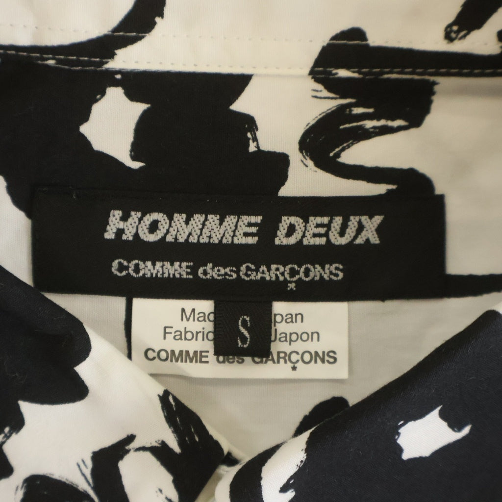 COMME des GARCONS HOMME DEUX(コムデギャルソン オムドゥ) 21SS AD2020 袖インサイドアウト ライオン総柄 長袖コットンシャツ ホワイト/ブラック DG-B034