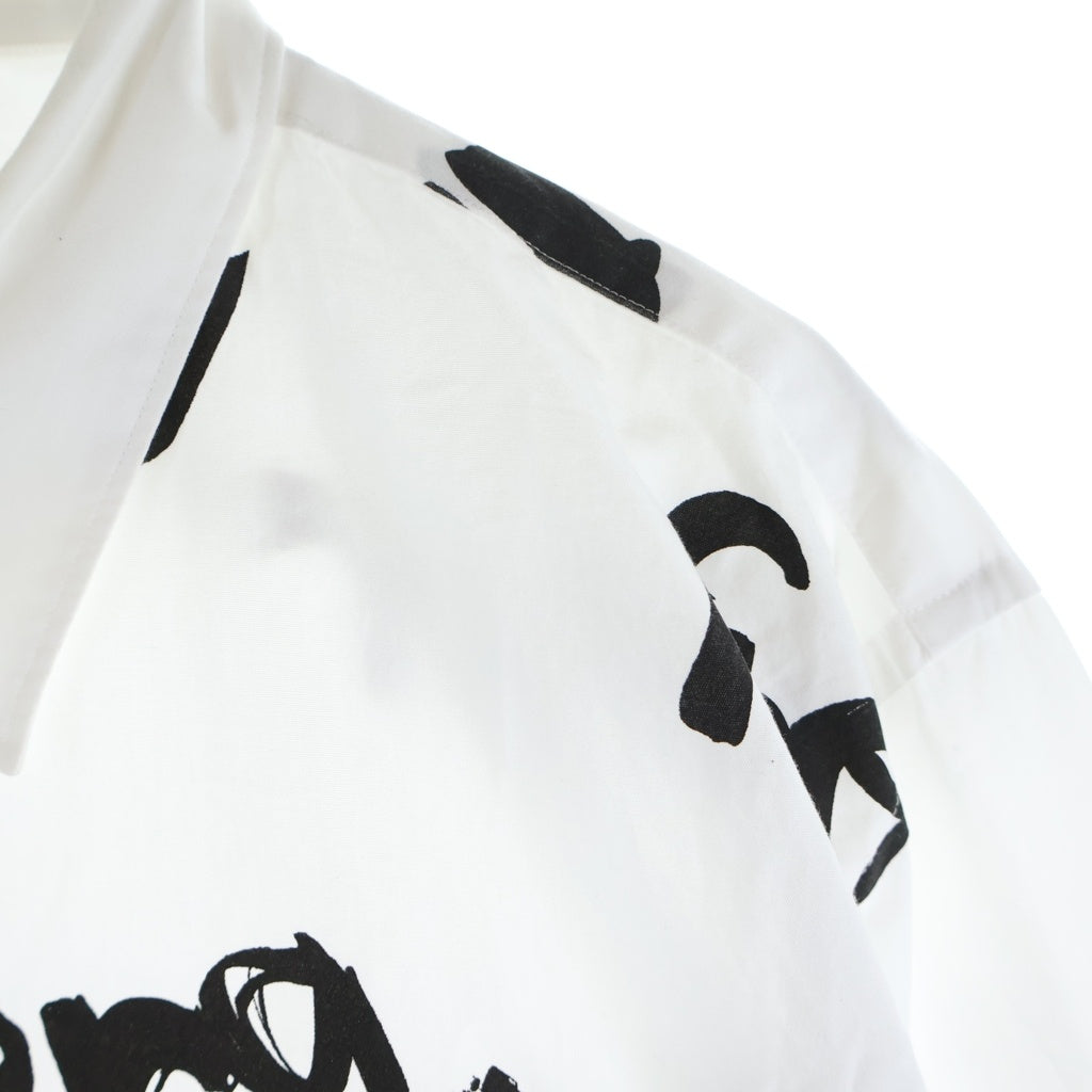 COMME des GARCONS HOMME PLUS(コムデギャルソンオムプリュス) 21AW AD2021 レタープリント総柄 長袖コットンシャツ ホワイト/ブラック PH-B015