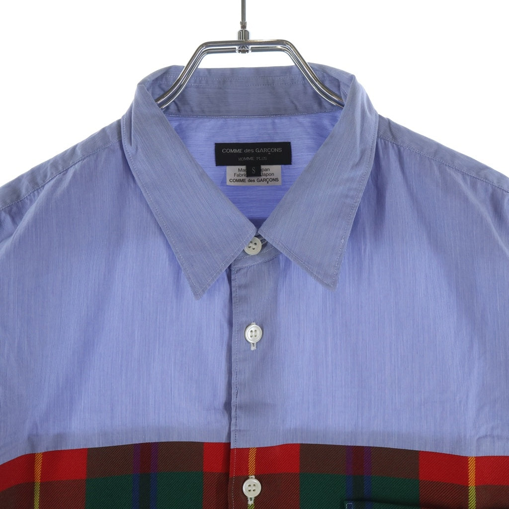 COMME des GARCONS HOMME PLUS(コムデギャルソンオムプリュス) 21AW AD2020 異素材チック切替 長袖ボタンシャツ ブルー/レッド/グリーン PF-B011