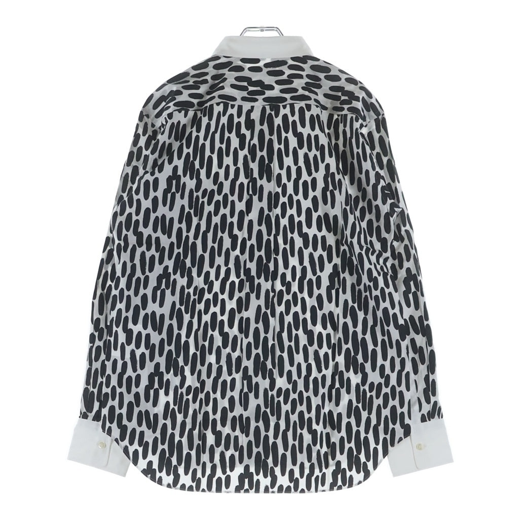 COMME des GARCONS HOMME DEUX(コムデギャルソン オムドゥ) 23SS AD2022 レオパード総柄 長袖コットンシャツ ホワイト/ブラック DK-B034