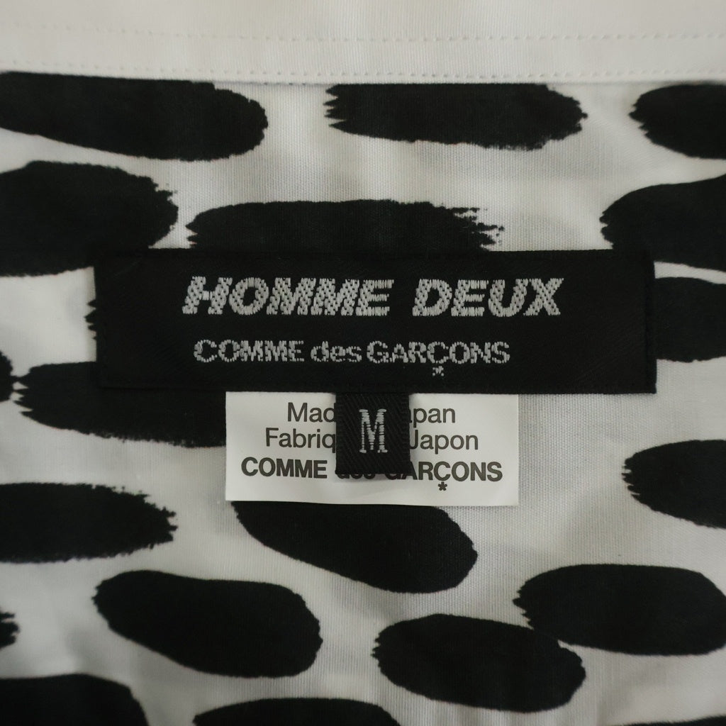 COMME des GARCONS HOMME DEUX(コムデギャルソン オムドゥ) 23SS AD2022 レオパード総柄 長袖コットンシャツ ホワイト/ブラック DK-B034