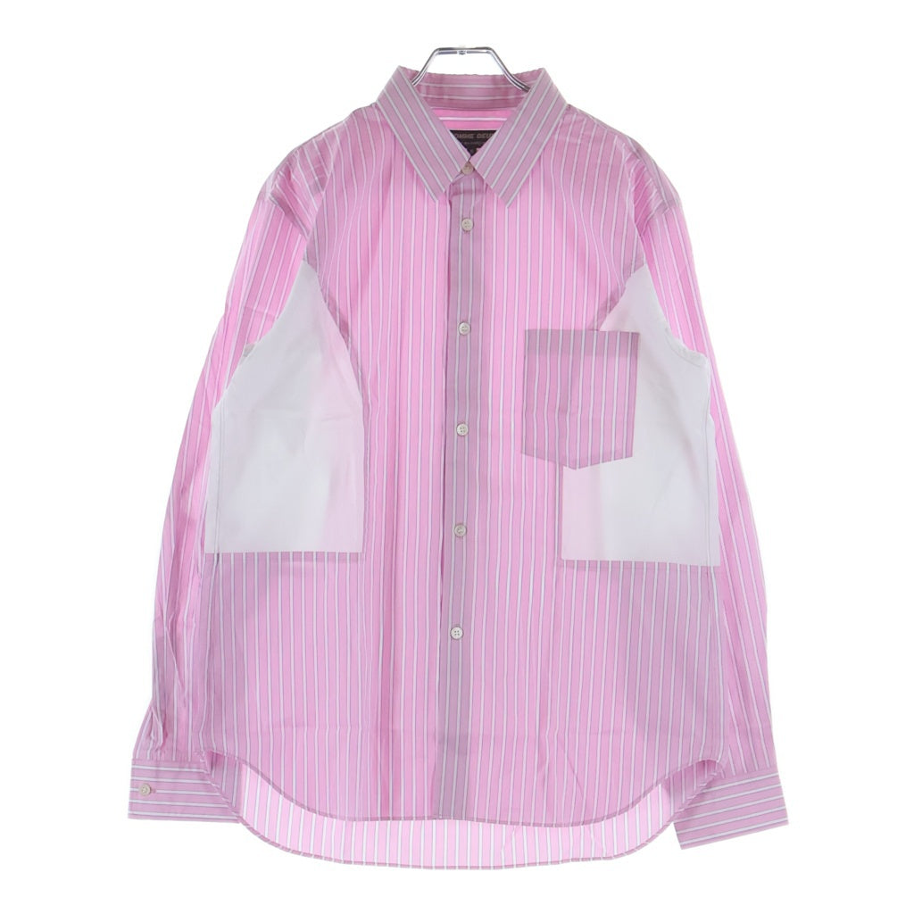 COMME des GARCONS HOMME DEUX(コムデギャルソン オムドゥ) 24SS AD2023 サイド切替 長袖コットンストライプシャツ ピンク/ホワイト DM-B050