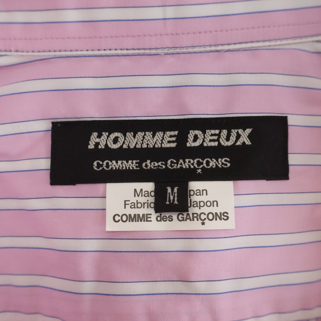 COMME des GARCONS HOMME DEUX(コムデギャルソン オムドゥ) 24SS AD2023 サイド切替 長袖コットンストライプシャツ ピンク/ホワイト DM-B050
