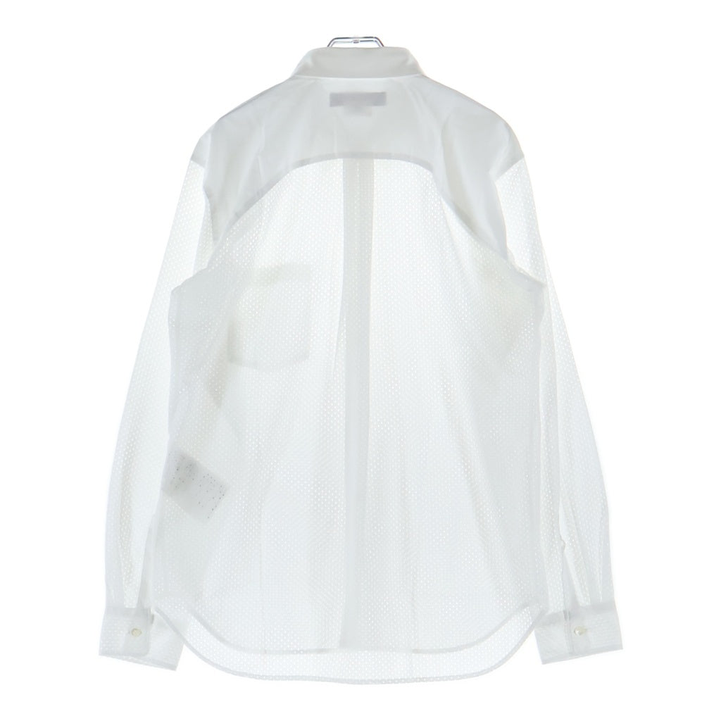 COMME des GARCONS HOMME DEUX(コムデギャルソン オムドゥ) 25SS AD2024 メッシュ切替 長袖ボタンシャツ ホワイト DO-B026