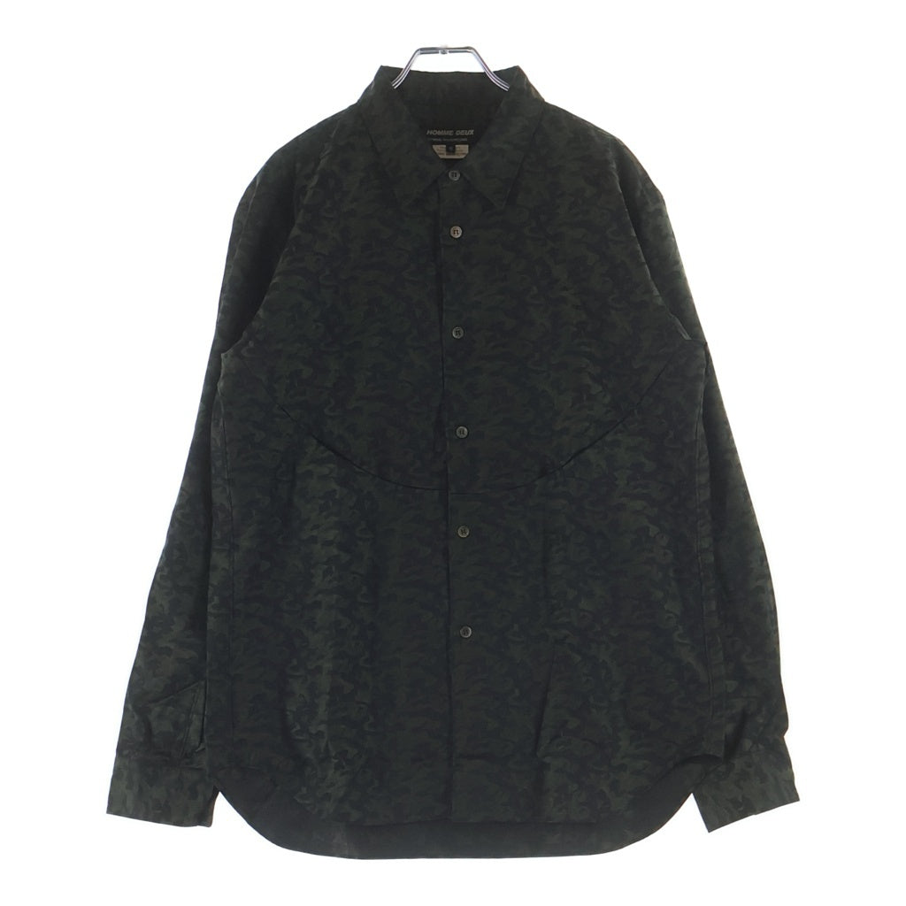 COMME des GARCONS HOMME DEUX(コムデギャルソン オムドゥ) 22AW AD2022 カモフラ柄 長袖コットンシャツ グリーン/ブラック DJ-B037