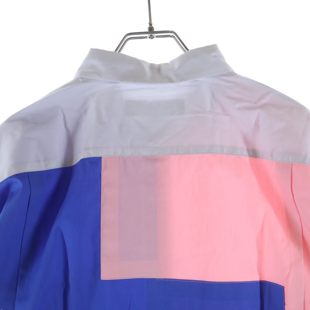 COMME des GARCONS HOMME DEUX(コムデギャルソン オムドゥ) 22AW AD2022 切り替えデザイン 長袖コットンシャツ ブルー/ピンク DJ-B030