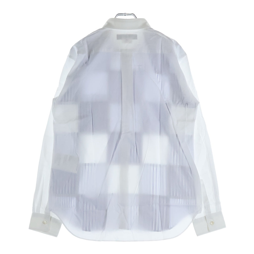 COMME des GARCONS HOMME DEUX(コムデギャルソン オムドゥ) 23SS AD2022 フロントストライプパッチワーク加工 長袖コットンシャツ ホワイト/ブルー DK-B022