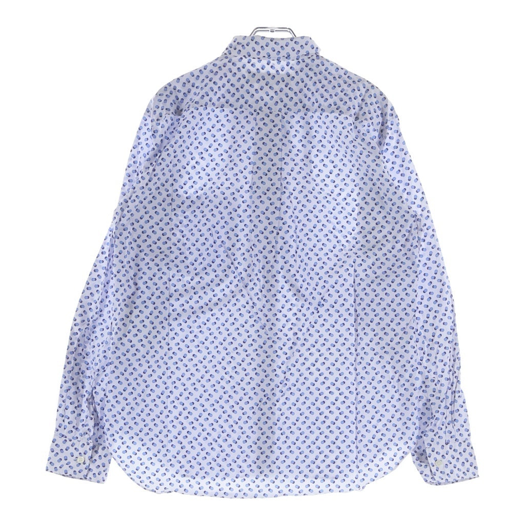 COMME des GARCONS HOMME DEUX(コムデギャルソン オムドゥ) 19SS AD2018 フラワー柄切替 ドット総柄 長袖ボタンシャツ ブルー/ホワイト DC-B052