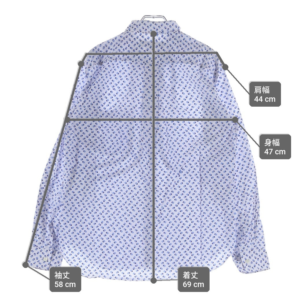 COMME des GARCONS HOMME DEUX(コムデギャルソン オムドゥ) 19SS AD2018 フラワー柄切替 ドット総柄 長袖ボタンシャツ ブルー/ホワイト DC-B052