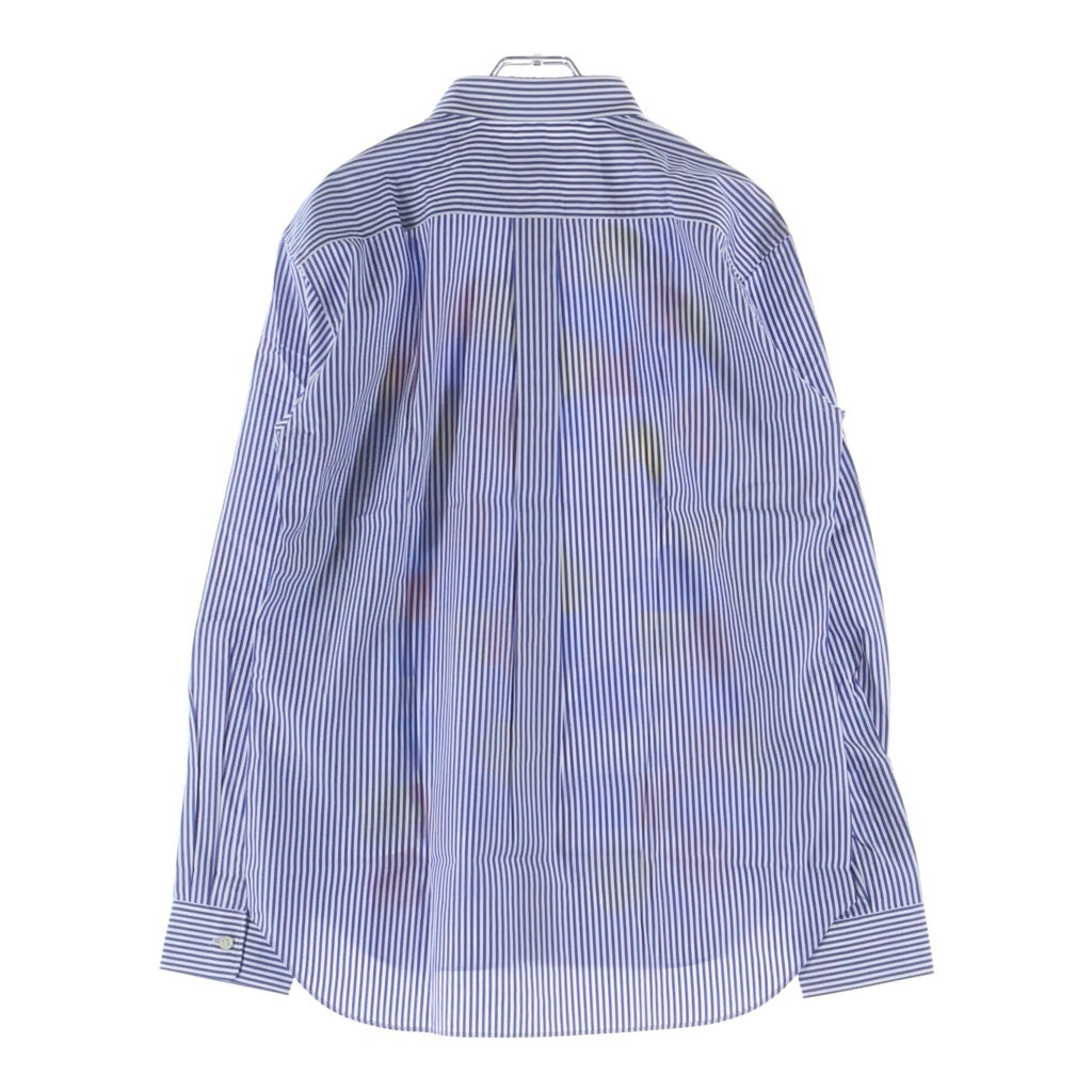 COMME des GARCONS HOMME DEUX(コムデギャルソン オムドゥ) 24SS AD2023 フロントパズルデザイン 長袖コットンストライプシャツ ブルー/ホワイト DM-B042