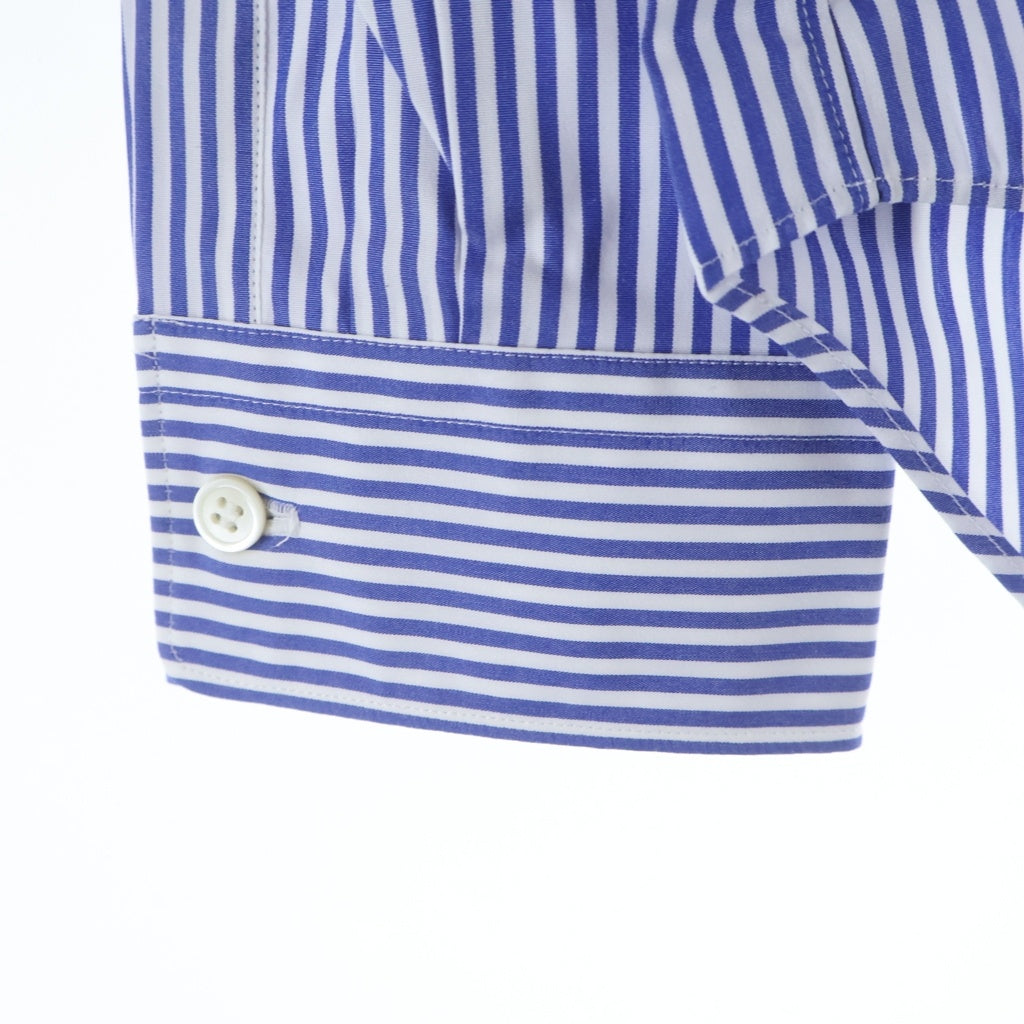 COMME des GARCONS HOMME DEUX(コムデギャルソン オムドゥ) 24SS AD2023 フロントパズルデザイン 長袖コットンストライプシャツ ブルー/ホワイト DM-B042