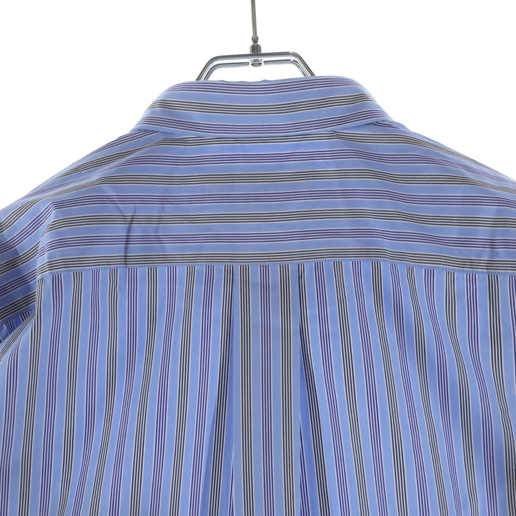 COMME des GARCONS HOMME DEUX(コムデギャルソン オムドゥ) 25SS AD2024 袖切替 ストライプ柄 長袖コットンシャツ ブルー DO-B022