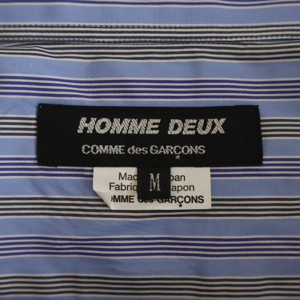 COMME des GARCONS HOMME DEUX(コムデギャルソン オムドゥ) 25SS AD2024 袖切替 ストライプ柄 長袖コットンシャツ ブルー DO-B022