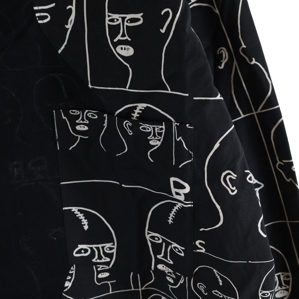 COMME des GARCONS HOMME DEUX(コムデギャルソン オムドゥ) 21AW AD2021×DAVID SHRIGLEY デヴィットシュリグリー 総柄 長袖コットンシャツ ブラック DH-B037