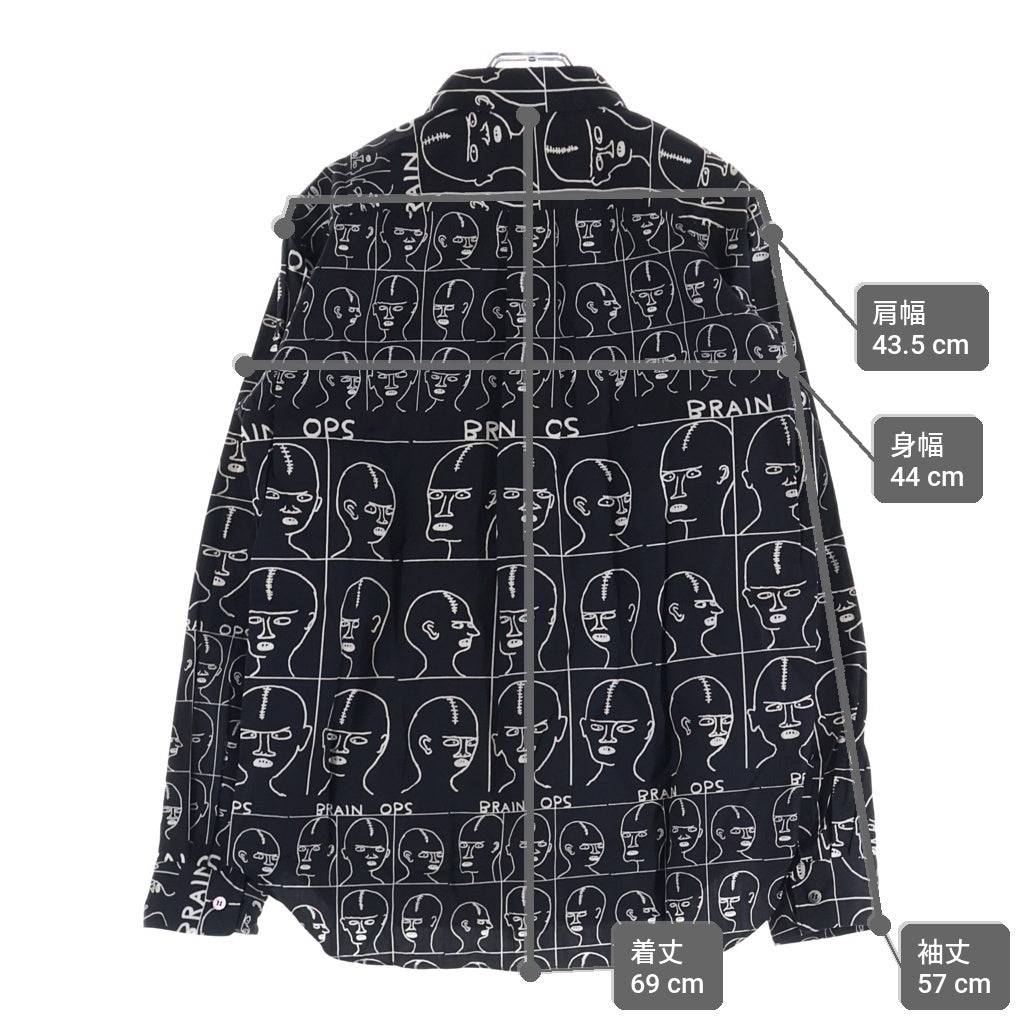COMME des GARCONS HOMME DEUX(コムデギャルソン オムドゥ) 21AW AD2021×DAVID SHRIGLEY デヴィットシュリグリー 総柄 長袖コットンシャツ ブラック DH-B037