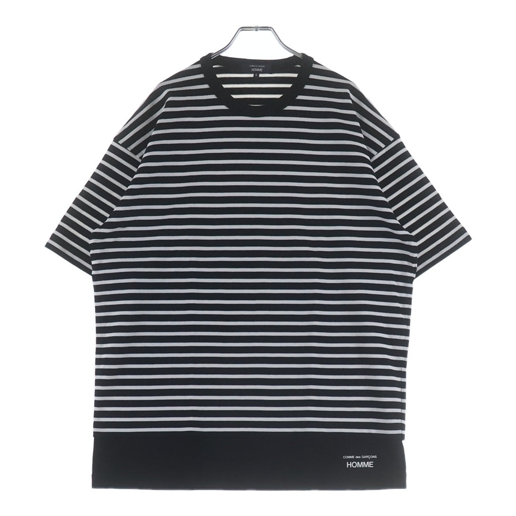 COMME des GARCONS HOMME(コムデギャルソンオム) 25SS AD2024 綿圧綿天竺ボーダーTシャツ 半袖クルーネックカットソー ホワイト/ブラック HO-T016