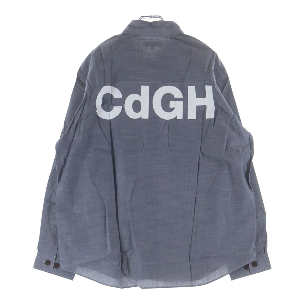 COMME des GARCONS HOMME(コムデギャルソンオム) 22SS AD2021 バックCdGHロゴ 長袖シャンブレーシャツ グレー HI-B012