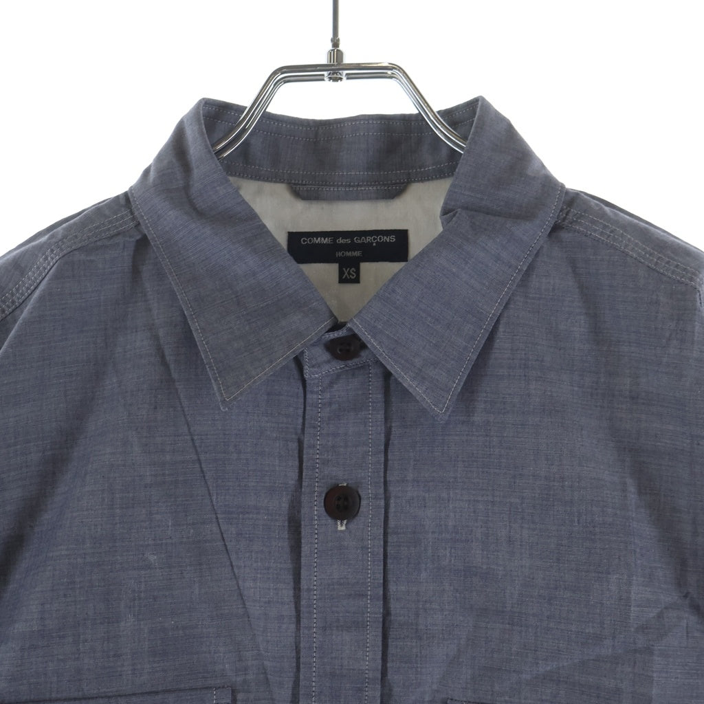 COMME des GARCONS HOMME(コムデギャルソンオム) 22SS AD2021 バックCdGHロゴ 長袖シャンブレーシャツ グレー HI-B012