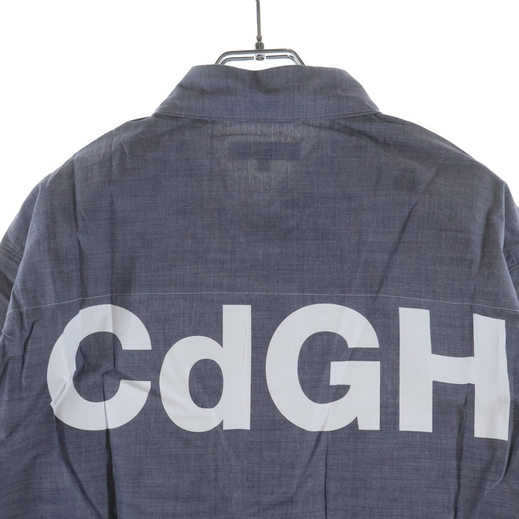 COMME des GARCONS HOMME(コムデギャルソンオム) 22SS AD2021 バックCdGHロゴ 長袖シャンブレーシャツ グレー HI-B012