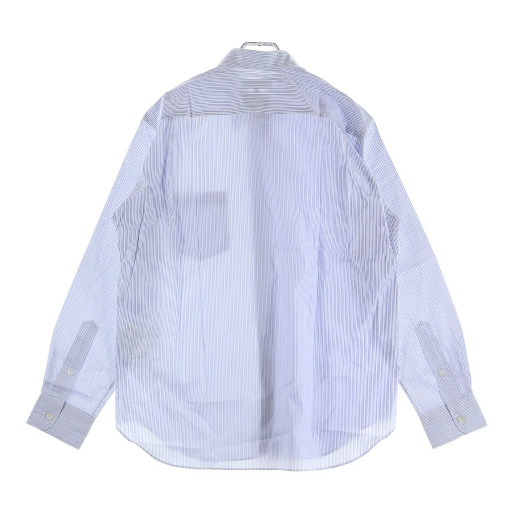 COMME des GARCONS HOMME(コムデギャルソンオム) 24SS AD2023 DOIHOKOSHO 土井縫工所 綿ストライプ切替 長袖ストライプシャツ ブルー/ホワイト HM-B007