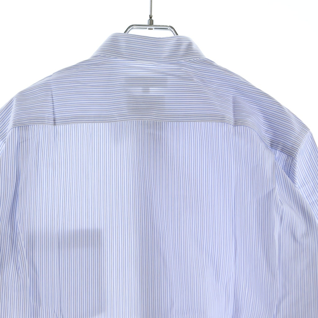 COMME des GARCONS HOMME(コムデギャルソンオム) 24SS AD2023 DOIHOKOSHO 土井縫工所 綿ストライプ切替 長袖ストライプシャツ ブルー/ホワイト HM-B007