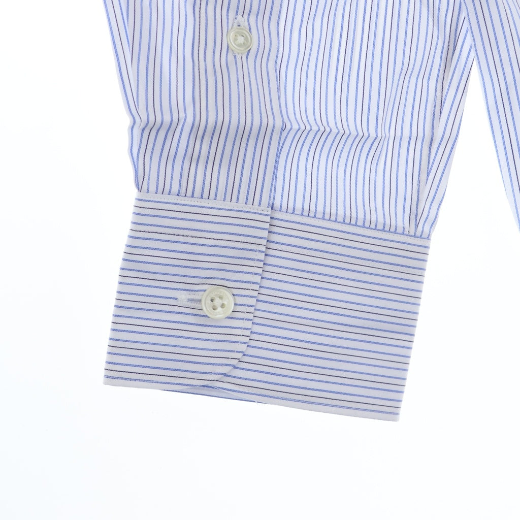 COMME des GARCONS HOMME(コムデギャルソンオム) 24SS AD2023 DOIHOKOSHO 土井縫工所 綿ストライプ切替 長袖ストライプシャツ ブルー/ホワイト HM-B007