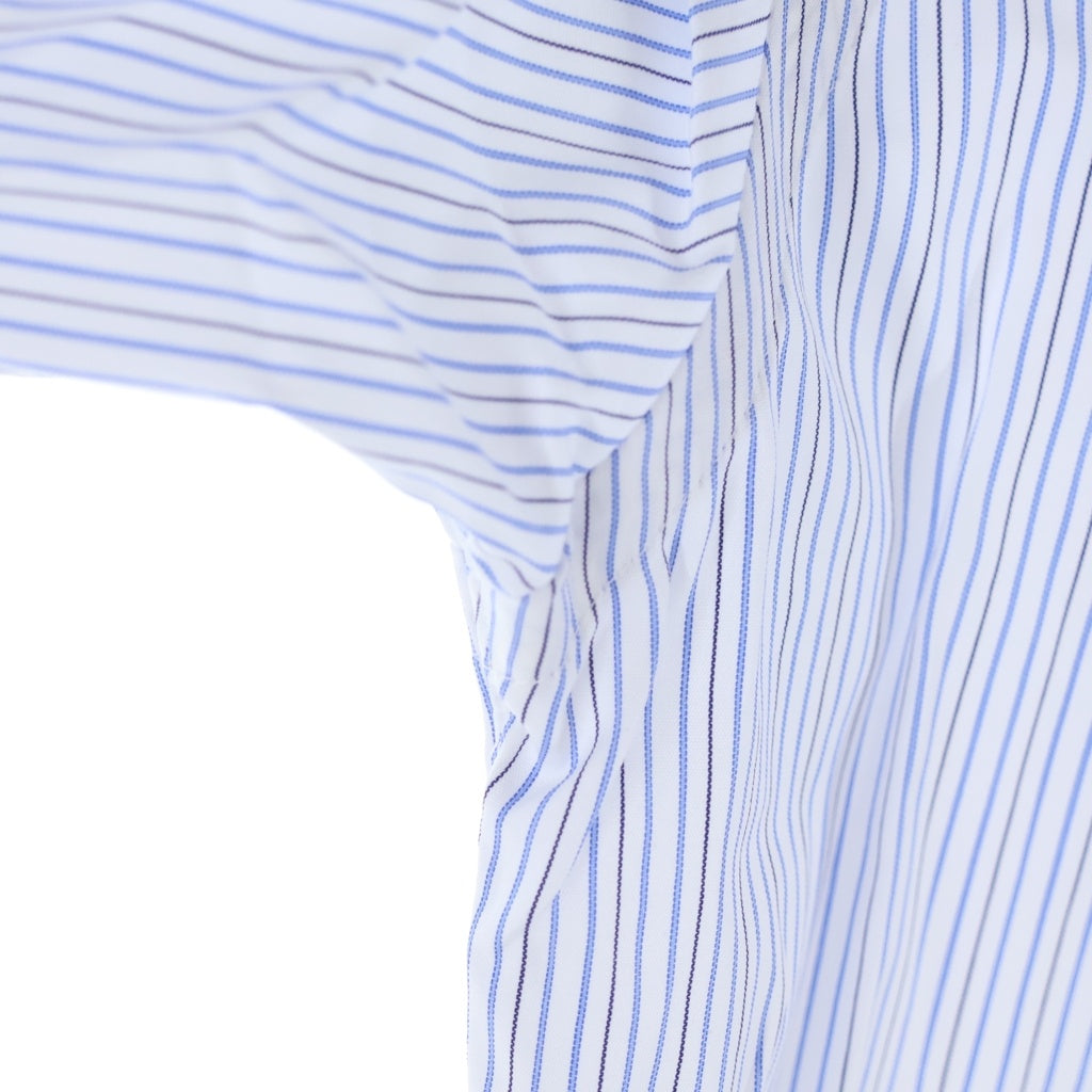 COMME des GARCONS HOMME(コムデギャルソンオム) 24SS AD2023 DOIHOKOSHO 土井縫工所 綿ストライプ切替 長袖ストライプシャツ ブルー/ホワイト HM-B007