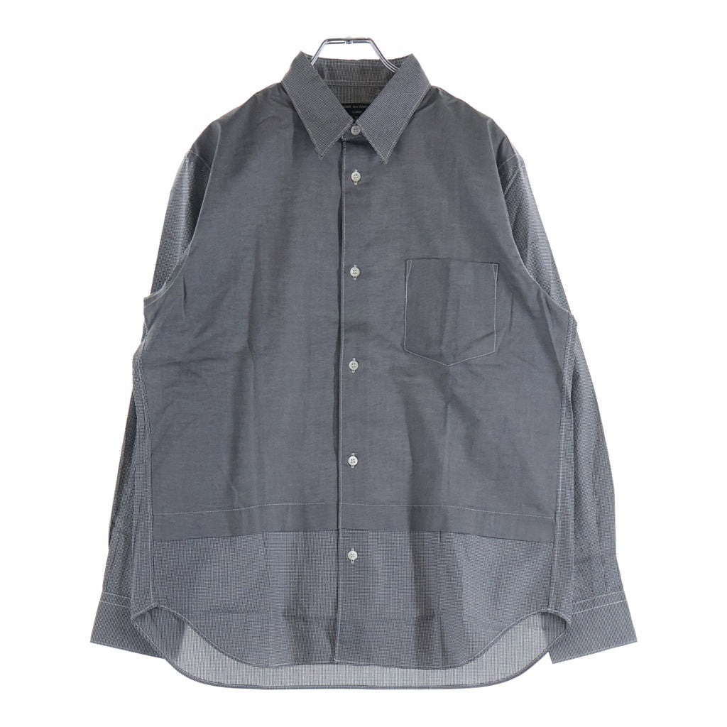 COMME des GARCONS HOMME(コムデギャルソンオム) 23AW AD2023 フロント切替 長袖ギンガムチェックシャツ グレー HL-B006