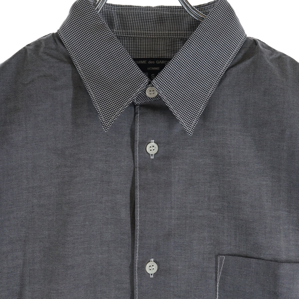 COMME des GARCONS HOMME(コムデギャルソンオム) 23AW AD2023 フロント切替 長袖ギンガムチェックシャツ グレー HL-B006