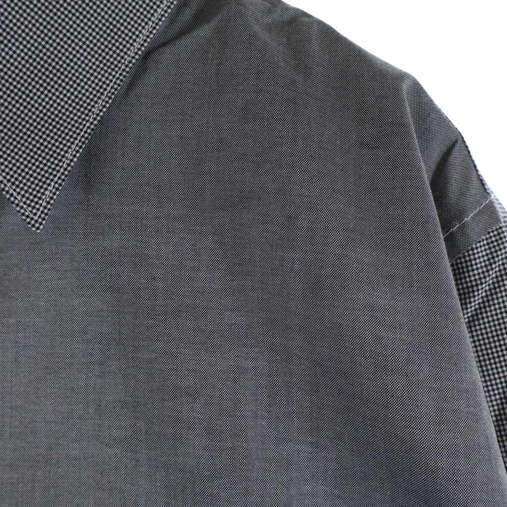 COMME des GARCONS HOMME(コムデギャルソンオム) 23AW AD2023 フロント切替 長袖ギンガムチェックシャツ グレー HL-B006