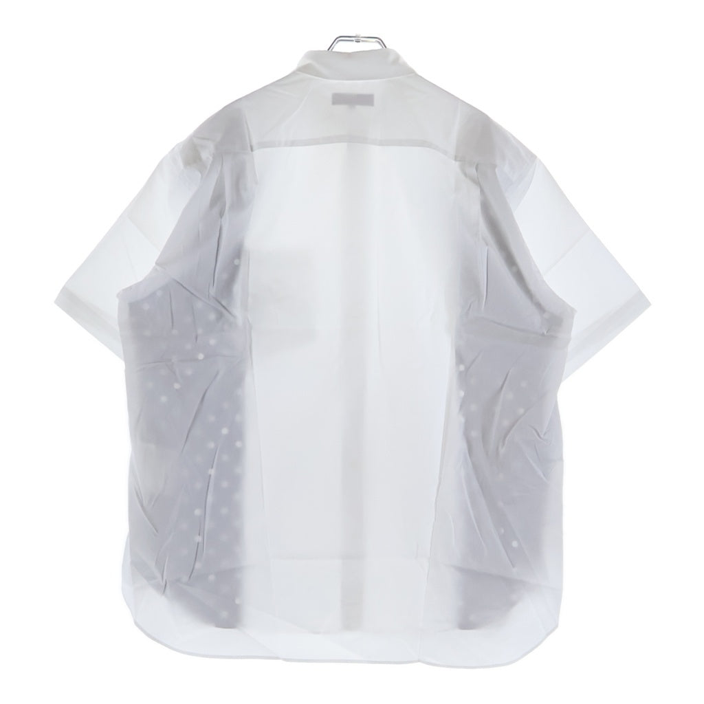 COMME des GARCONS HOMME(コムデギャルソンオム) 24SS AD2023 サイドドット総柄 異素材切替 半袖ボタンシャツ ホワイト/ネイビー HM-B020