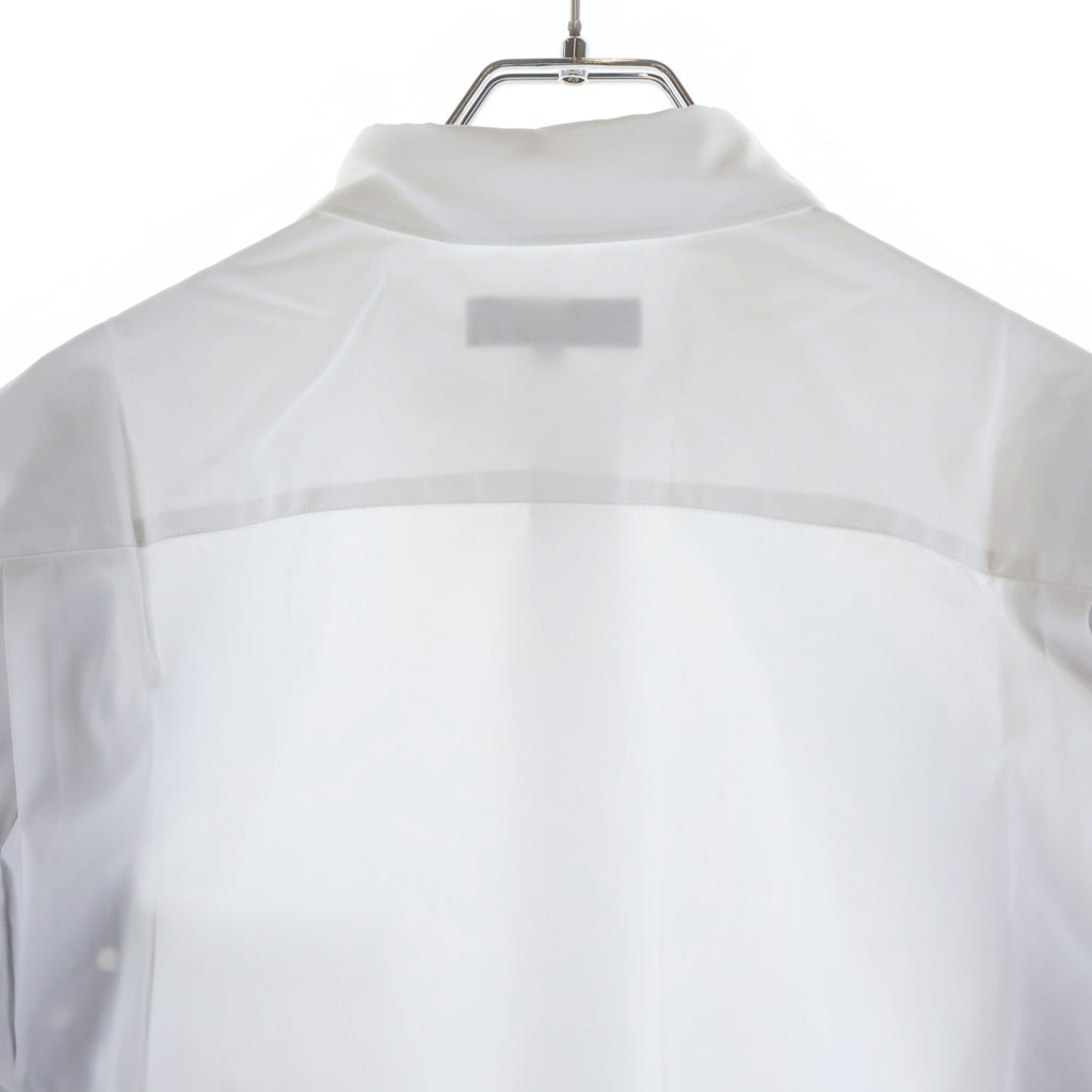 COMME des GARCONS HOMME(コムデギャルソンオム) 24SS AD2023 サイドドット総柄 異素材切替 半袖ボタンシャツ ホワイト/ネイビー HM-B020