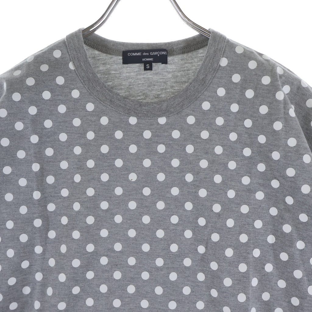 COMME des GARCONS HOMME(コムデギャルソンオム) 23SS AD2022 フロントポルカドット柄 コットンTシャツ 半袖クルーネックカットソー グレー/ホワイト HK-T002
