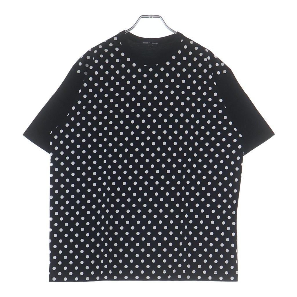 COMME des GARCONS HOMME(コムデギャルソンオム) 23SS AD2022 フロントポルカドット柄 コットンTシャツ 半袖クルーネックカットソー ブラック/ホワイト HK-T002