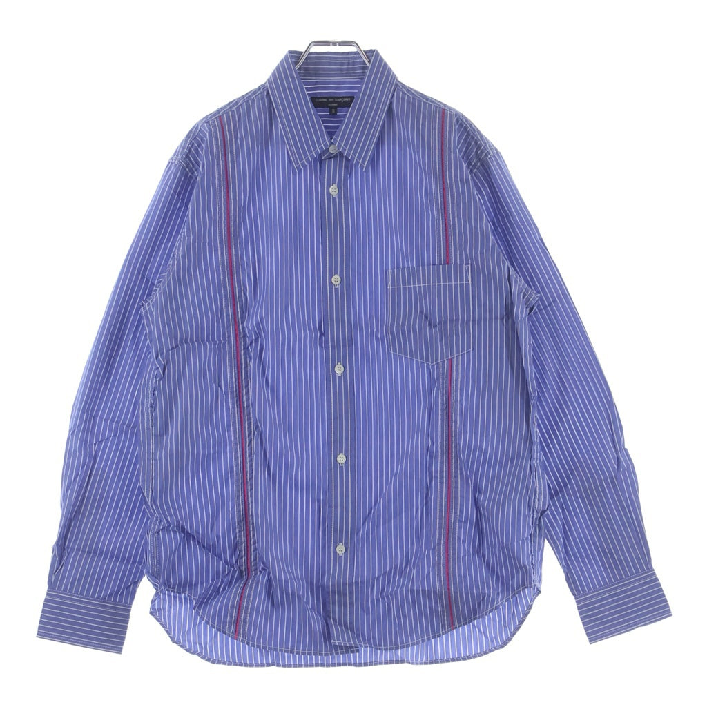 COMME des GARCONS HOMME(コムデギャルソンオム) 21SS AD2020 ライン切替 長袖ストライプシャツ ブルー/ピンク HG-B002