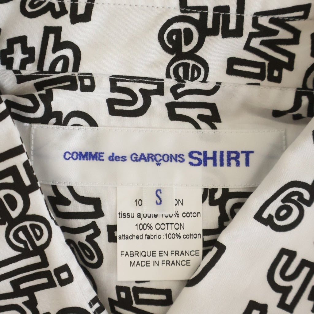 COMME des GARCONS SHIRT(コムデギャルソンシャツ) WEAR WITH FEELING ウェア ウィズ フィーリング 総柄 長袖シャツ ホワイト/ブラック FN-B020
