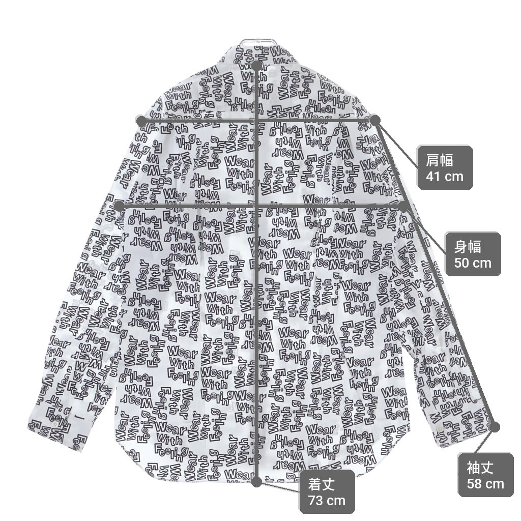 COMME des GARCONS SHIRT(コムデギャルソンシャツ) WEAR WITH FEELING ウェア ウィズ フィーリング 総柄 長袖シャツ ホワイト/ブラック FN-B020