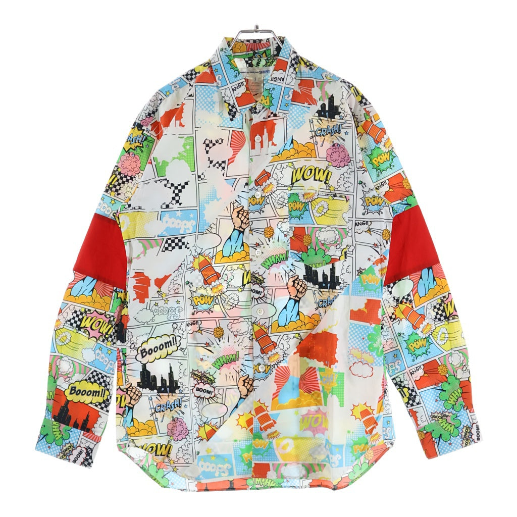 COMME des GARCONS SHIRT(コムデギャルソンシャツ) 19AW アメコミ 総柄 ロングスリーブ コットンシャツ マルチカラー W27020