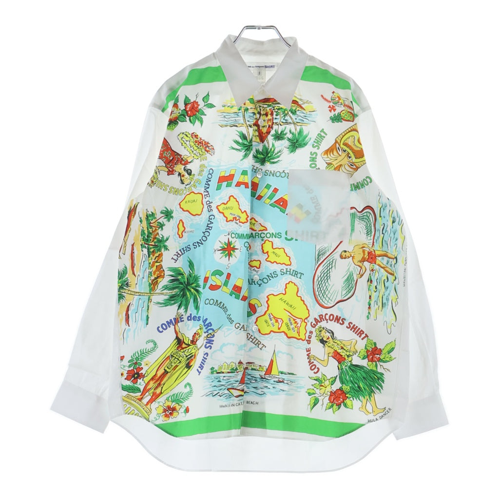 COMME des GARCONS SHIRT(コムデギャルソンシャツ) フロントプリント ロングスリーブ コットンシャツ ホワイト FP-B060