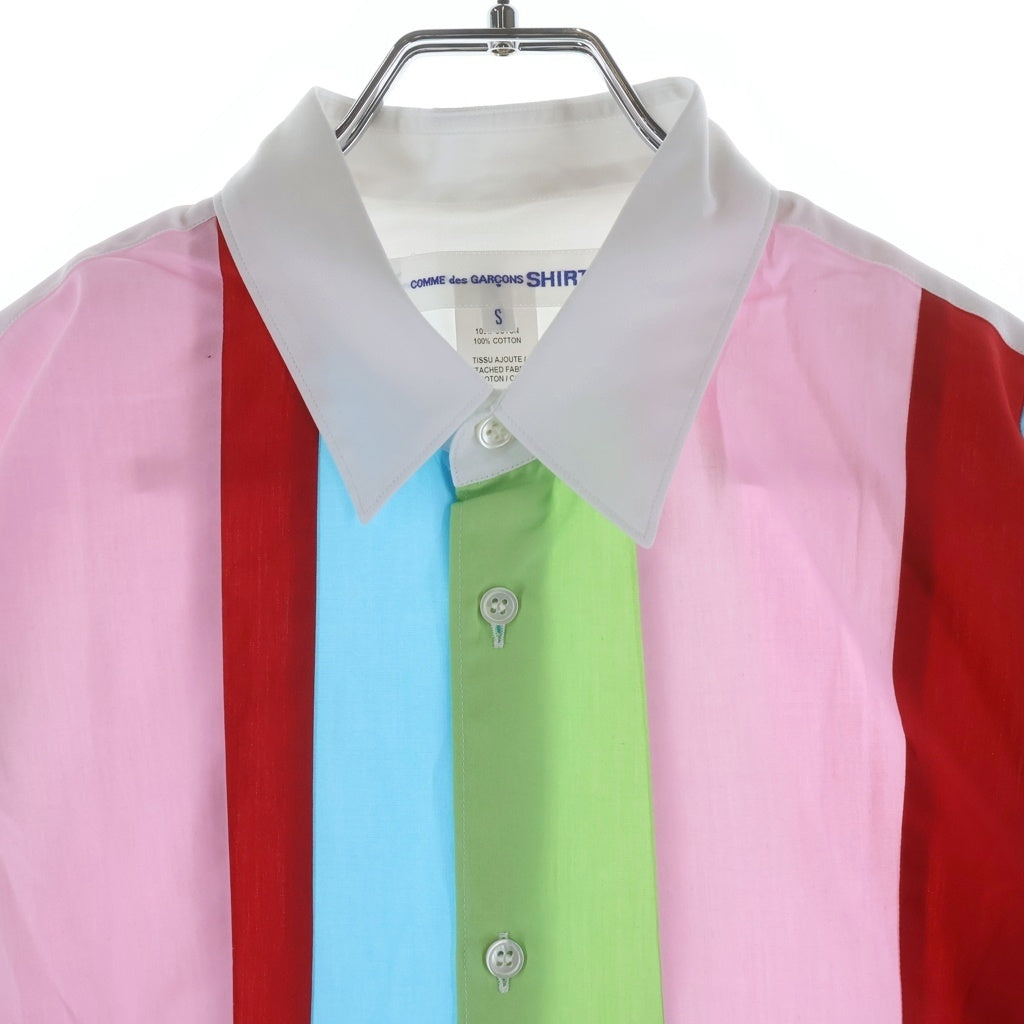 COMME des GARCONS SHIRT(コムデギャルソンシャツ) ストライプ レイヤードデザイン コットン 長袖シャツ マルチカラー FN-B022