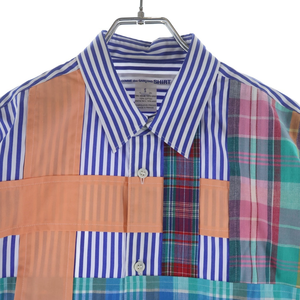 COMME des GARCONS SHIRT(コムデギャルソンシャツ) ストライプ ドッキングデザイン コットン 長袖シャツ マルチカラー FO-B002