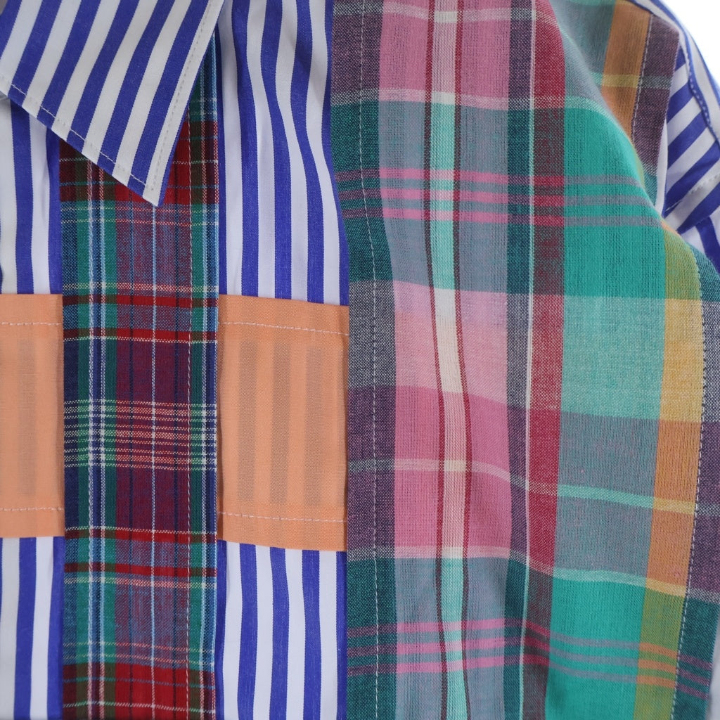COMME des GARCONS SHIRT(コムデギャルソンシャツ) ストライプ ドッキングデザイン コットン 長袖シャツ マルチカラー FO-B002